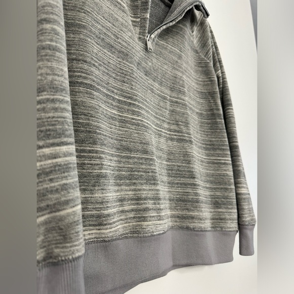 Madewell MWL 3/4 zip mock neck space-dyed velour striped pullover cozy medium - Picture 12 of 13